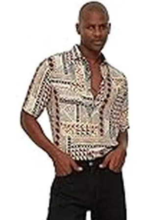 Trendyol Man Regular Basic Shirt Kraag Geweven Shirt, Meerkleurig, L