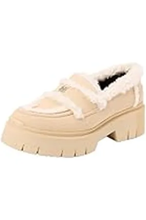 HUGO BOSS Dames Kris_Loafer_MCRSD Flats, Open Beige, 10 UK