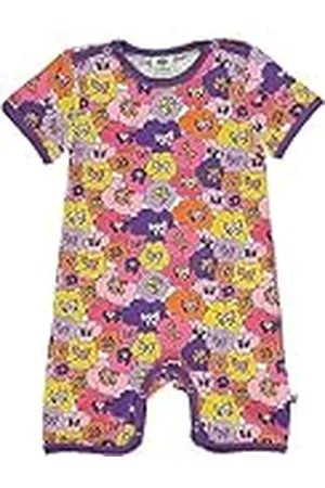 Småfolk Baby Meisjes Zomer Body Suit met Bloemen Baby en Peuters Kostuum, Paars Hart, 56, , 56 cm