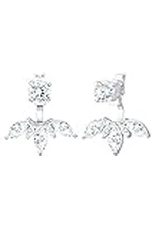 Elli Oorbellen Ear Jackets Floral met zirkonia kristallen in 925 sterling , Facetgeslepen, Zirkonia
