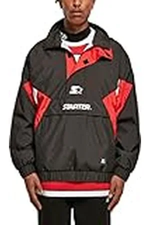 STARTER BLACK LABEL Heren Starter Windbreaker Jacket, Zwart/Cityred/White, L