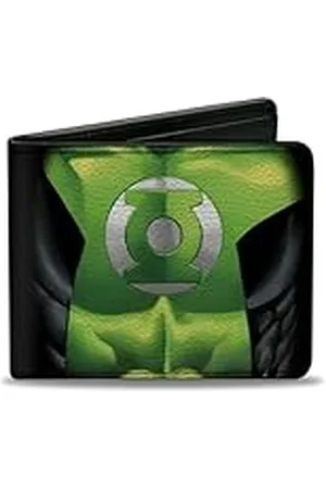 Buckle Heren Pu Bifold - Groene Lantaarn Borst Logo Portemonnee, , 4.0 x 3.5 US, , 4.0" x 3.5", Pu Bifold Portemonnee - Groene Lantaarn Borst Logo