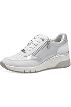 QS by s.Oliver Low 5-23608-42 sneakers voor dames, wit/zilver, 42 EU, , 42 EU