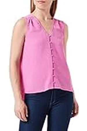 ONLY ONLMETTE SL Button Down WVN Top, Super Pink, M