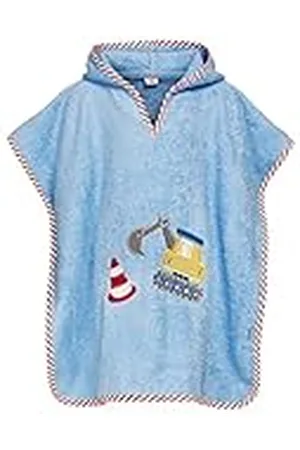 Playshoes Unisex Kinder Unisex Kinder Poncho Badjas 17 - Bleu BaustelleS (bis ca. 4 Jahre)