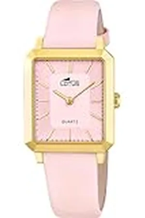 Lotus Horloge Voor Dames 18988/3 Square Series Gouden 316l roestvrij staal case RoosLeer armband