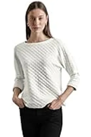 Street one Vrouwen Structuur Shirt w.Shiny Details, Helder Wit, 42