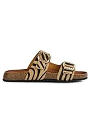Geox Dames D New Brionia B C Flat Sandal, LT Sand/Black, 39 EU, , 39 EU