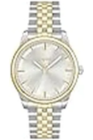 HUGO BOSS Analoog kwartshorloge voor dames, sierlijke collectie met zilveren en tweekleurige roestvrijstalen armband, , armband
