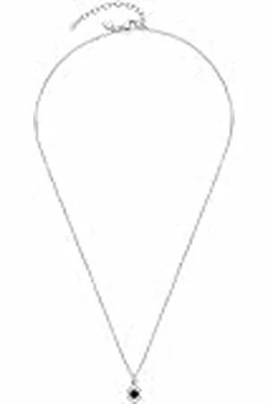 Leonardo Leonardo Jewels Halskette Isa für Damen aus Edelstahl silberfarben, mit schwarzem Glaskristall und weißen Zirkonia Steinen, Länge: 42cm + 5cm, 23348