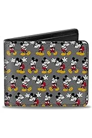 Buckle Heren Disney Portemonnee, Bifold, Nerdy Mickey Mouse 3 Pose Stripe Grijs, Veganistisch leer, veelkleurig, standaardmaat, , Standard Size