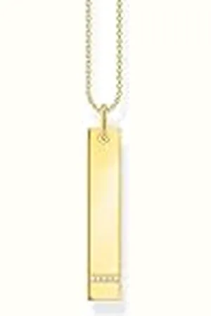 Thomas Sabo Kette Tag mit Weißen Steinen aus 925er Sterlingsilber 750er Gelbgold-Vergoldung, Länge: 45cm - 50cm, KE2134-414-14-L50V
