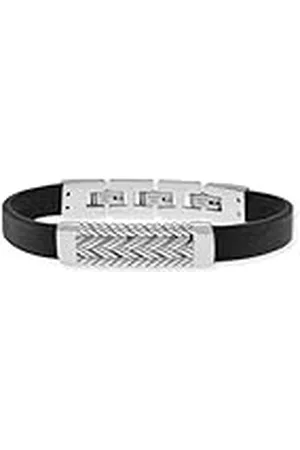 SAVE BRAVE Herenarmband roestvrij staal en leer Ian incl. sieradenverpakking, verstellbar, Roestvrij staal, Geen edelsteen
