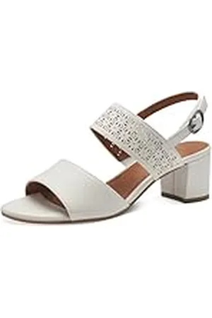 Jana Softline 8-28368-42 Damessandalen, 100 witte haksandalen, comfortabele extra brede alledaagse schoen, feestelijk, elegant met hak, 38 EU breed, wit, 38 EU Breed