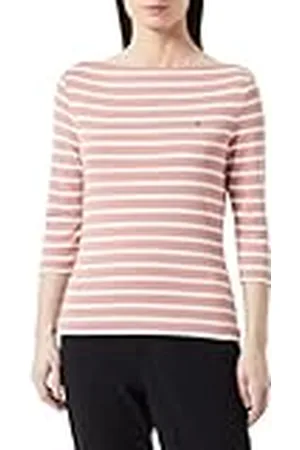 Tommy Hilfiger Dames nieuwe Cody Slim Boat-Nk 3/4Slv S/S gebreide tops, roze, XS, Bretonse Stp/Theeaberie/Ecru, XS