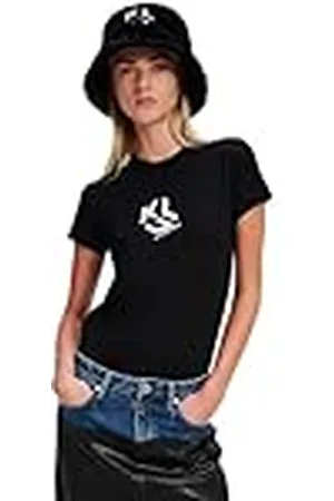 Karl Lagerfeld Klj Slim Fit Monogram Tee T-Shirt Dames, BLACK,XS