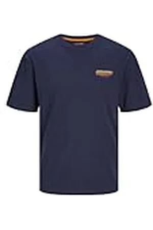 JACK & JONES Heren Jjolive Tee Ss Crew Neck T-shirt, Navy Blazer/Print: , XS