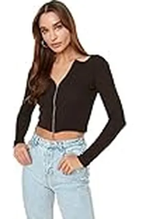 Trendyol Blouse voor dames, ronde hals, effen, , S