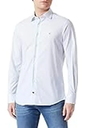 Tommy Hilfiger Mannen Cl Stretch Micro Print Rf Shirt Jurk Shirts, Blauw, 39W, , 38