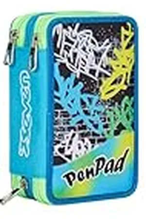 7 for all Mankind Pen Pad etui met 3 vakken, , 3 vakken, compleet met potloden, viltstiften, kleuren, accessoires, rugzak, basisschool, medium, top, kinderen en jongens, , Eén maat, school
