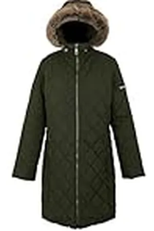 Regatta Womens Fritha III Longline gewatteerde jas, donker kaki, maat 10, , 36