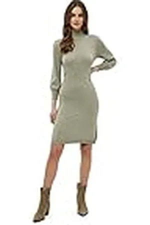 Minus Dames Mersin Highneck gebreide jurk, houtrook, melange, XL