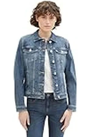 TOM TAILOR Dames 1041047 Jeansjack, 10120-Used Dark Stone Blue Denim, M, , M
