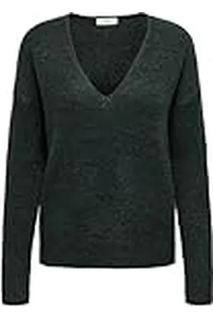 JDY Dames Fijne Gebreide Trui V-Neck ELANORA Longsleeve Sweater Geribbeld, Colour: , Size:S
