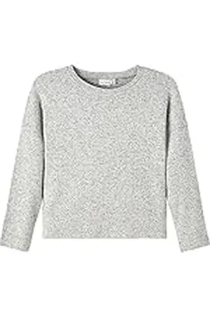 NAME IT Meisjes NKFVICTI LS Knit L NOOS Pullover, Grey Melange, 110, , 50 cm