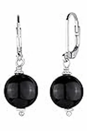 Elli Oorbellen Basic edelstenen rond klassiek onyx verguld, facetgeslepen, Onyx