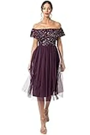 Maya Deluxe Bardot Versierde midi-jurk voor dames, bruidsmeisje, , 24