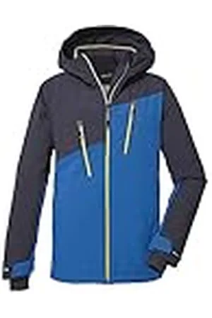 Killtec Jongens Ski-jack/functioneel jack met capuchon en sneeuwvanger, waterdicht KSW 173 BYS SKI JCKT, black blue, 140, 39895-000