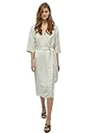 Minus Florina Linnen Midi-jurk | Beige Jurken Voor Dames UK | Lente Damesjurken | Maat 8