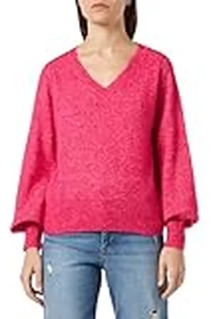 VERO MODA Bestseller A/S Dames VMBRUNA LS V-NK Balloon GA Boo Pullover, Fuchsia Paars/Detail:W. Melange, XL, , XL
