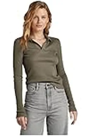 G-Star RAW Geribbeld Slim Polo met lange mouwen, , S