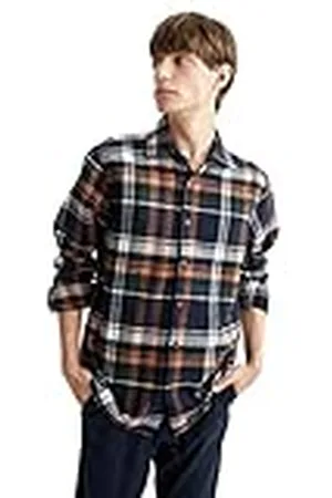 DeFacto Herenshirt met lange mouwen en lange mouwen (indigo, L), , L