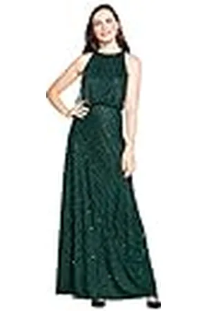 Adrianna Papell Dames Halter Art Deco Kralen Blouson Jurk Speciale Gelegenheid, Dusty Smaragd, 20