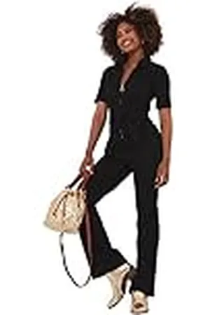 Joe Browns Dames Zip Front Duurzame Stretch Denim Rechte Been Jumpsuit, , 10, , 36