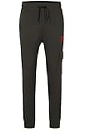 HUGO BOSS Heren Dwellrom Relaxed-Fit joggingbroek met rood logo-label, , M