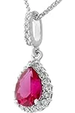 ORPHELIA Dameshanger met ketting 925 gerhodineerd zirkonia rood briljant geslepen ZH-7226/RU, Sterling , Zirkonia