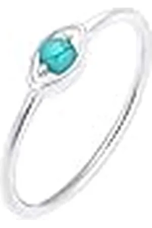 Elli Damesring, echt sieraad, Evil Eye Talisman symbool met howliet edelsteen in 925 sterling , 58 EU, Sterling , Cordieriet