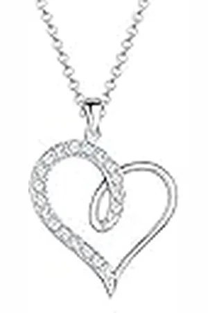 Elli Dameshalsketting hart symbool liefde met kristallen, 45 cm, Facetgeslepen, Kristal