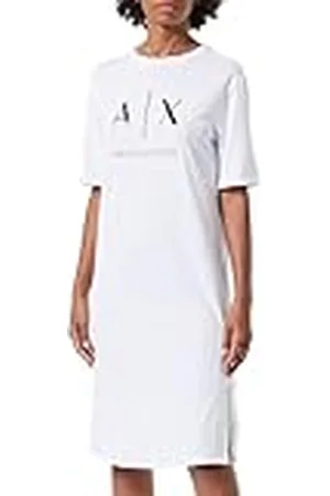 Armani Exchange Vrouwen duurzaam, lange T-jurk, ronde hals, wit, S, , S