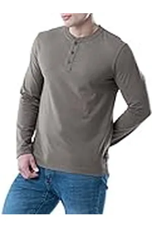 Lee Henley-shirt voor heren, lange mouwen, zacht, gewassen katoen, , XXL