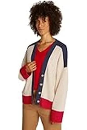 Tommy Hilfiger Dames CO CARDI MID GG V-NK LS VEST WW0WW45552, Beige, XS-S, , XS/S