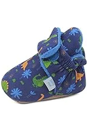 Dotty Fish Katoenen Babyschoentjes met Warme Wollen Voering. Eerste Winterschoenen. Verstelbare Pantoffels. Zachte Antislip Zool. . 6-12 maanden.