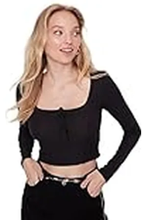 Trendyol Damesblouse met rechte lange mouwen, slank, , XS