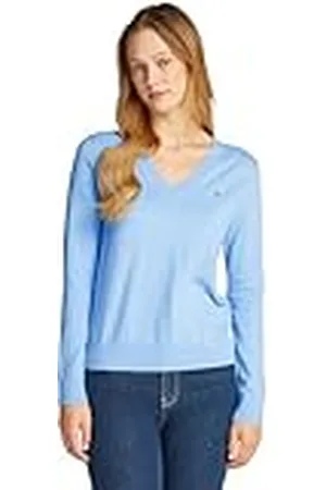 Tommy Hilfiger Dames CO Jersey Stitch V-NK Sweater WW0WW40098 Trui Trui, Blauw, S, , S
