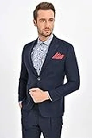 Bonamaison Herenjas Slim Fit Business Suit Jacket, Navy Blue, Standaard