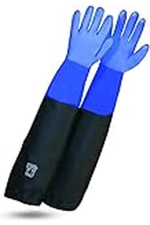 ROSTAING WETPRO Handschoenen - Paar waterdichte werkhandschoenen - Voor vijver-, put- of aquariumonderhoud - Lange, waterdichte blauwe en zwarte beschermende handschoenen - Gebruikt loodgieterswerk